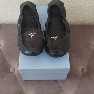 Prada Black leather ballet flats